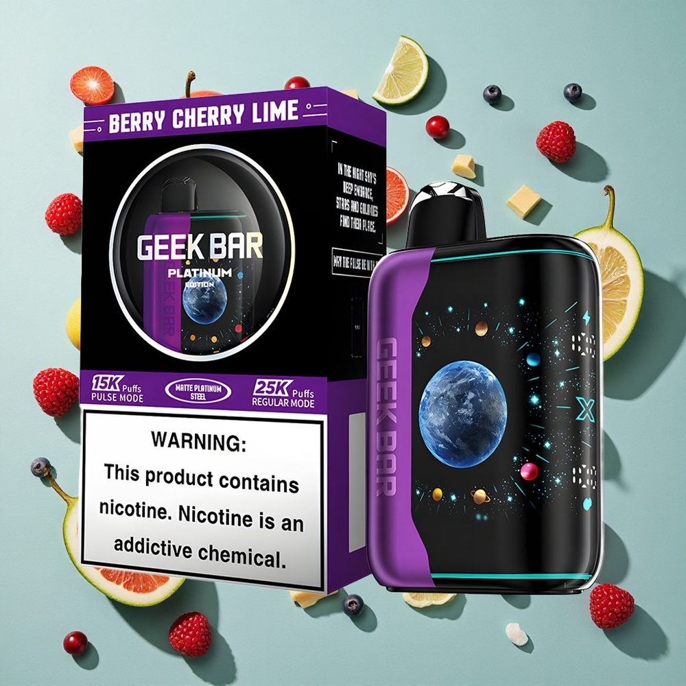 Bær Kirsebær Lime GEEK BAR Platinum Edition 25000 puffe 20mL e-væske