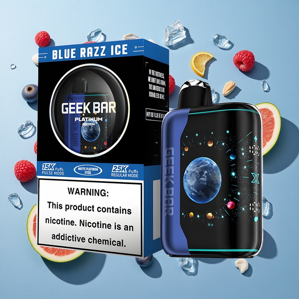 Blå Hindbær Is GEEK BAR Platinum Edition 25000 Puffs Hurtig opladning via USB-C