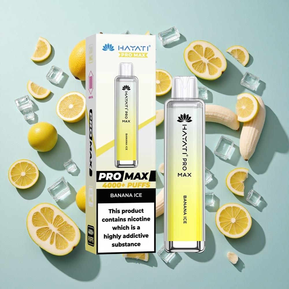 Banana Ice Hayati Pro Max 4000 Puffs Genanvendelig E-cigaret med 1400mAh batteri