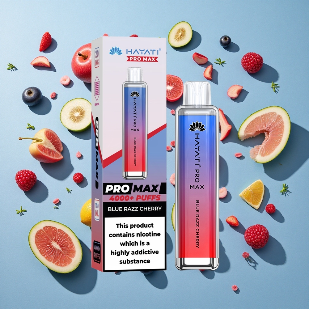 Blå Razz Kirsebær Hayati Pro Max 4000 Puffs Genopladelig E-cigaret med 2% 5% Nikotin (TPD)