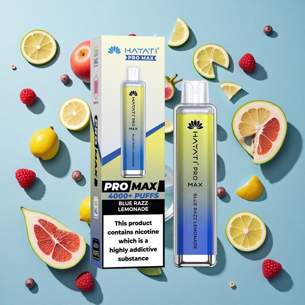 Blå Razz Lemonade Hayati Pro Max 4000 Puffs Genopladelig E-cigaret med 2ml beholder (TPD-overensstemmelse)