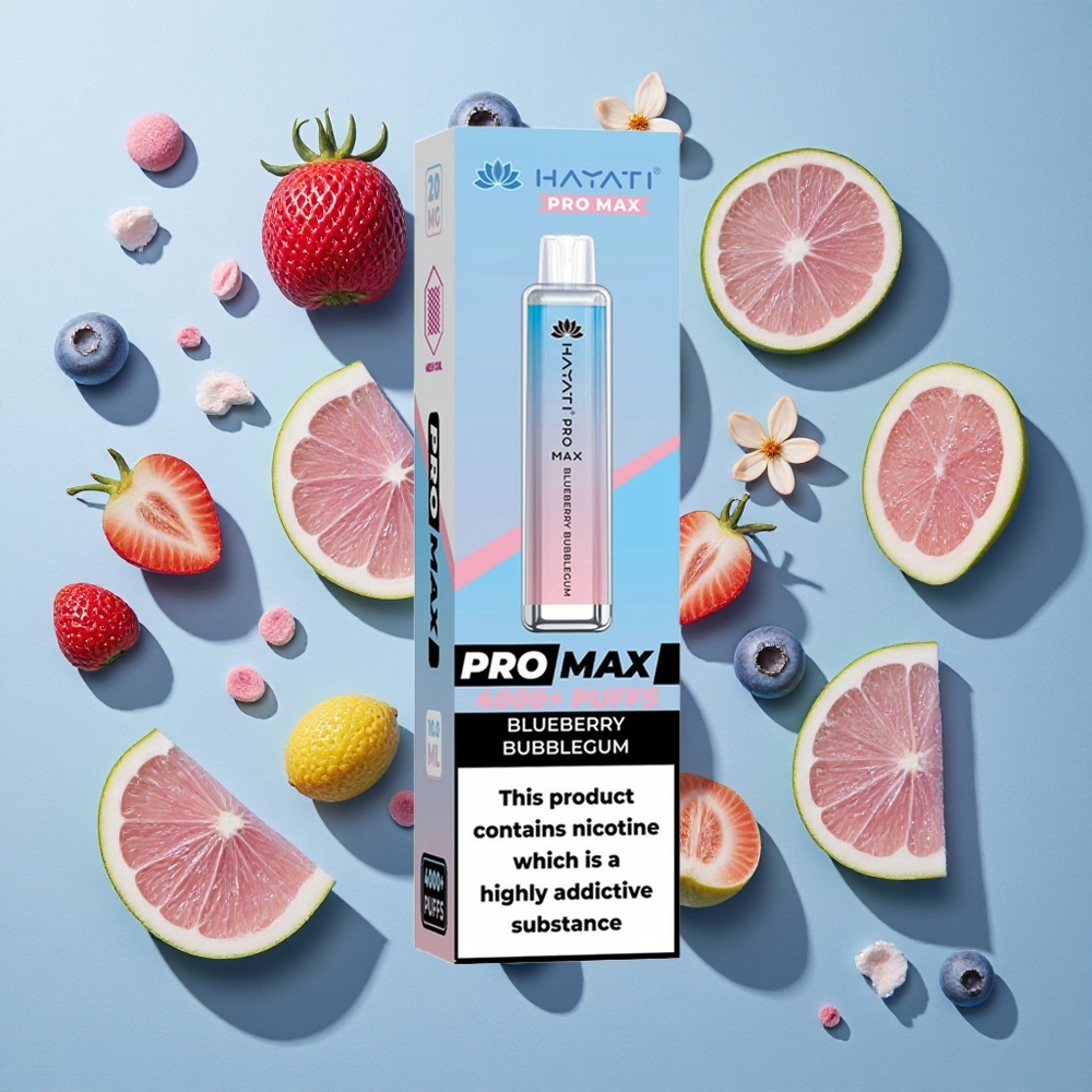 Blåbær Bubblegum Hayati Pro Max 4000 Puffs Genanvendelig E-Cigaret med 2% 5% Nikotin (TPD)