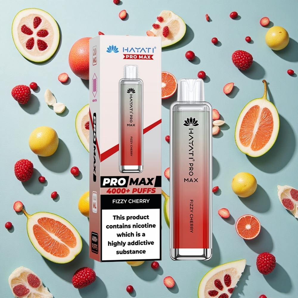 Fizzy Cherry Hayati Pro Max 4000 Puffs Genopladelig E-cigaret med 1400mAh-batteri