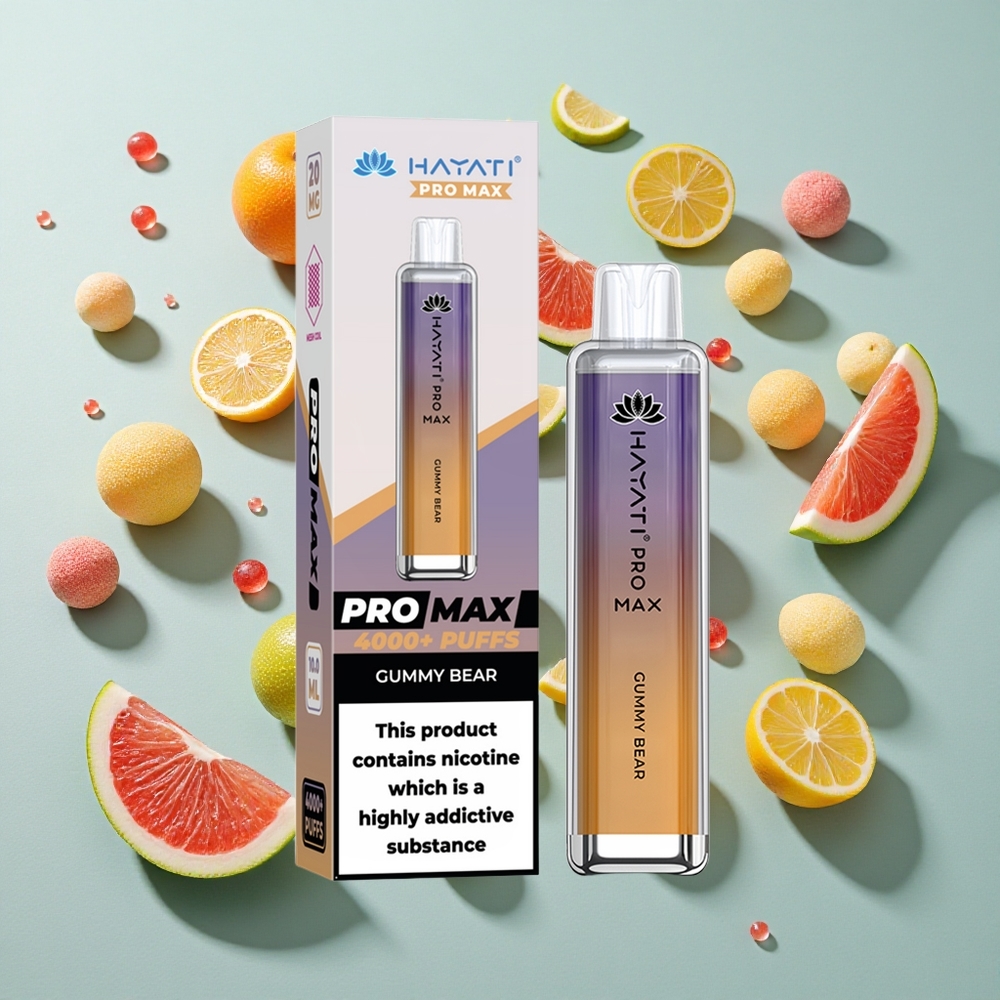 Gummy Bear Hayati Pro Max 4000 Puffs Genanvendelig Vape med 2ml beholder og 10ml automatisk genopfyldning
