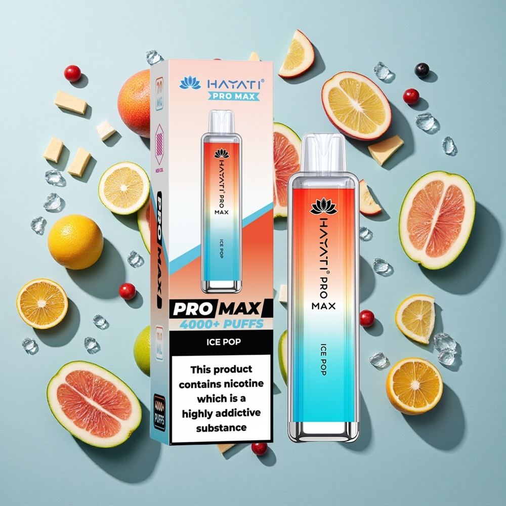 Ice Pop Hayati Pro Max 4000 Puffs Genanvendelig E-damp med 2ml beholder og 10ml automatisk efterfyldning