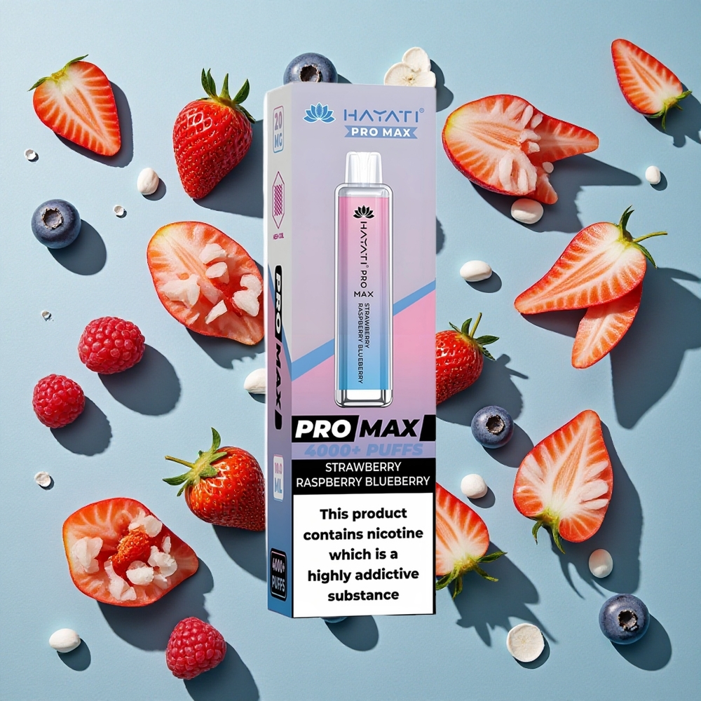 Jordbær Hindbær Blåbær Hayati Pro Max 4000 Puffs 2ml Tank TPD-kompatibel