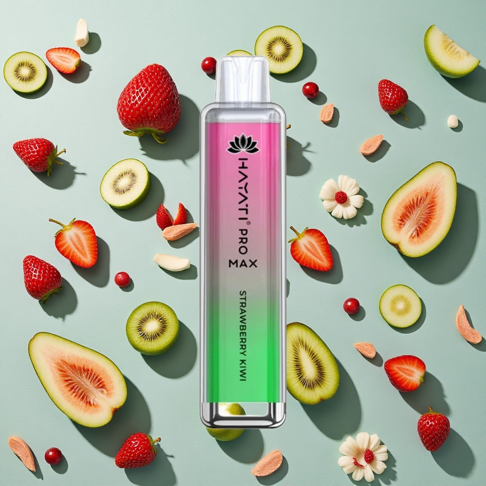 Jordbær-Kiwi Hayati Pro Max 4000 Puffs Genanvendelig Vape med 2ml tank og 10ml auto påfyldning