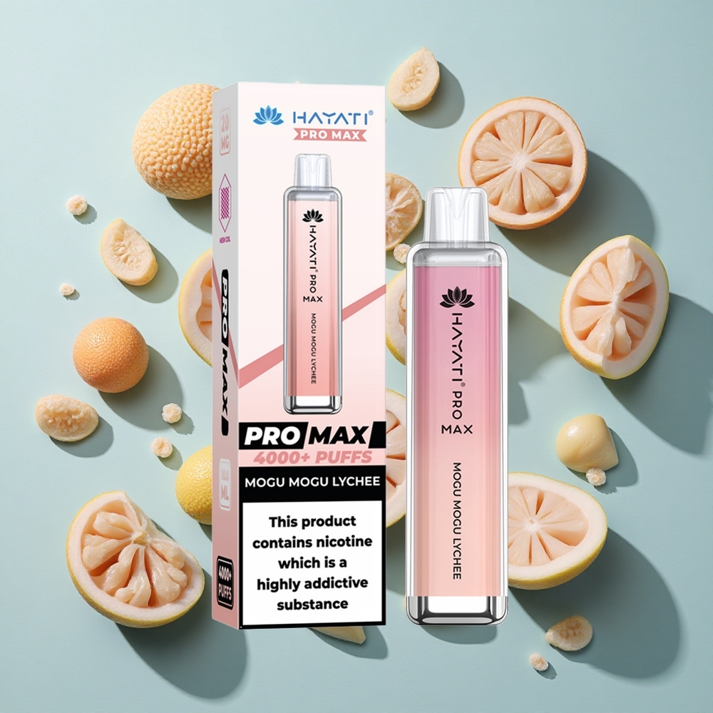 Lychee Hayati Pro Max 4000 Puffs Genanvendelig E-cigaret med 2ml beholder og 10ml automatisk påfyldning