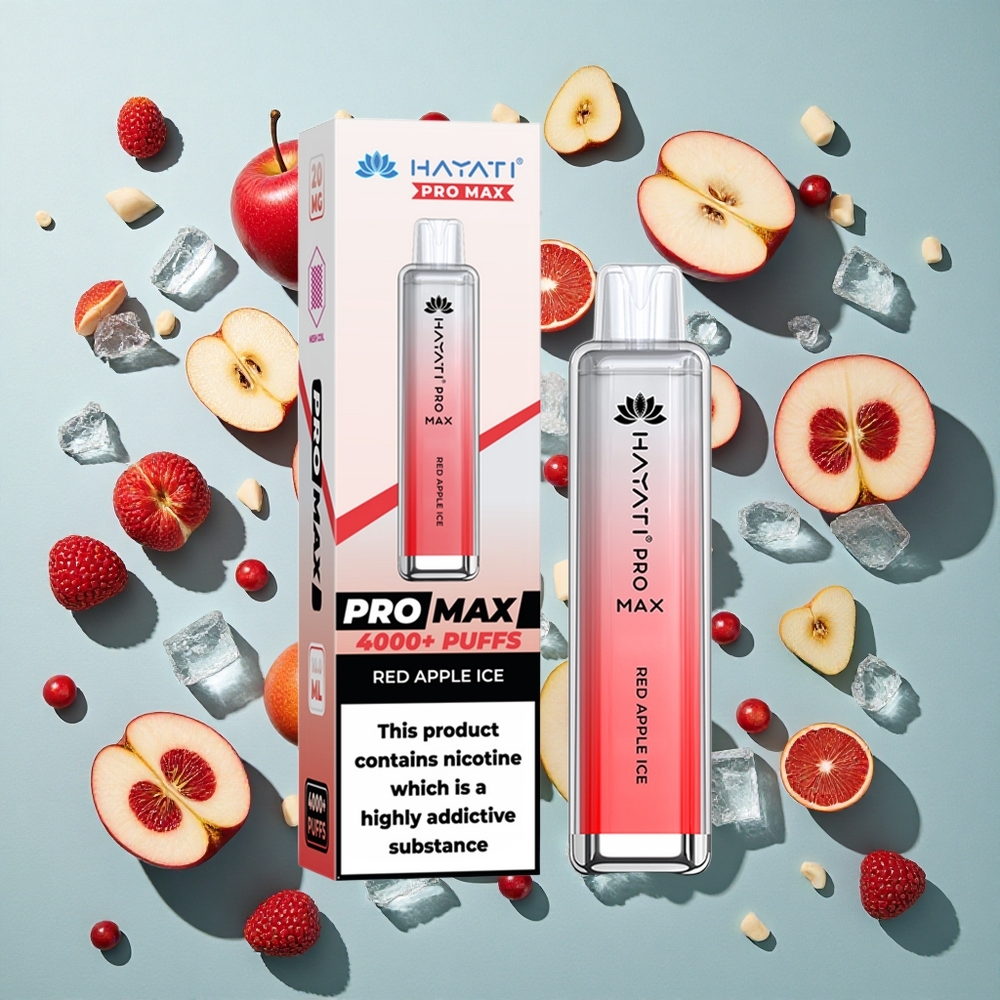Rød Æble Is Hayati Pro Max 4000 Puffs Genanvendelig Vape med 1400mAh batteri