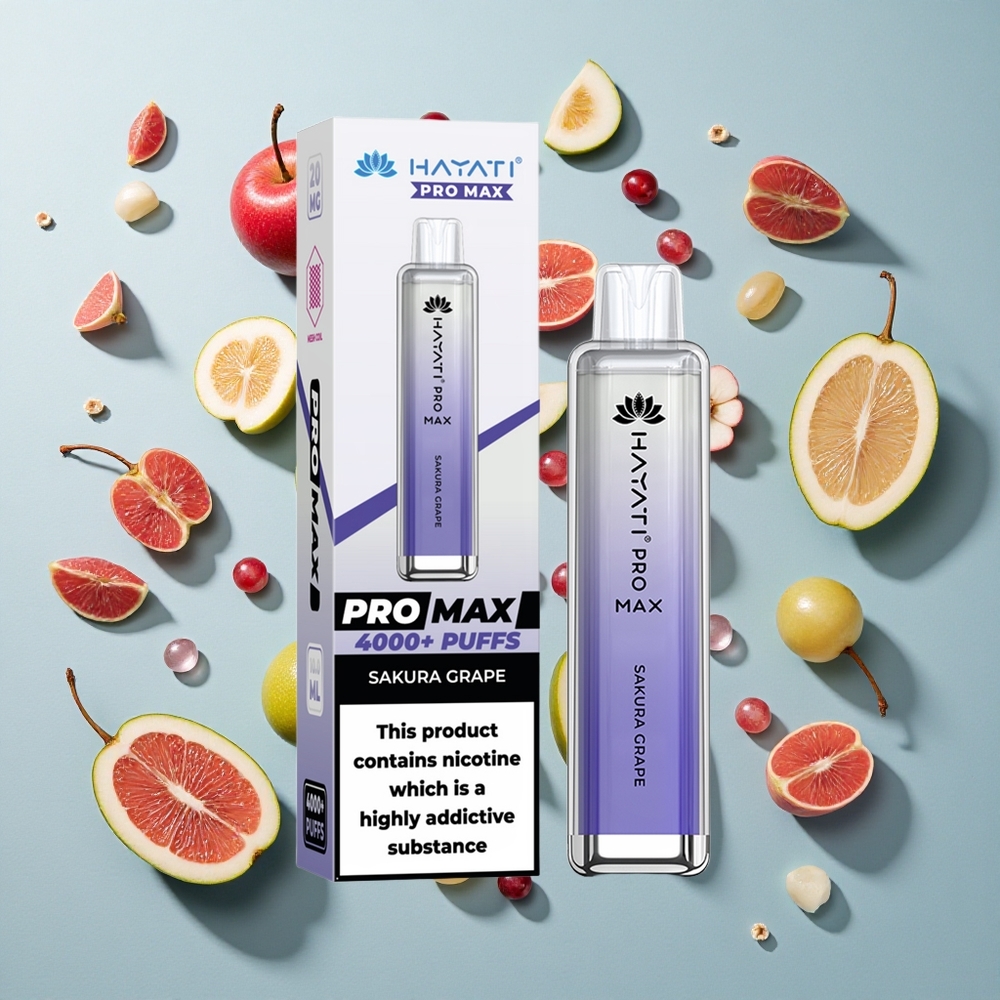Sakura Grape Hayati Pro Max 4000 Puffs Genanvendelig E-cigaret med 2ml tank og 10ml auto påfyldning