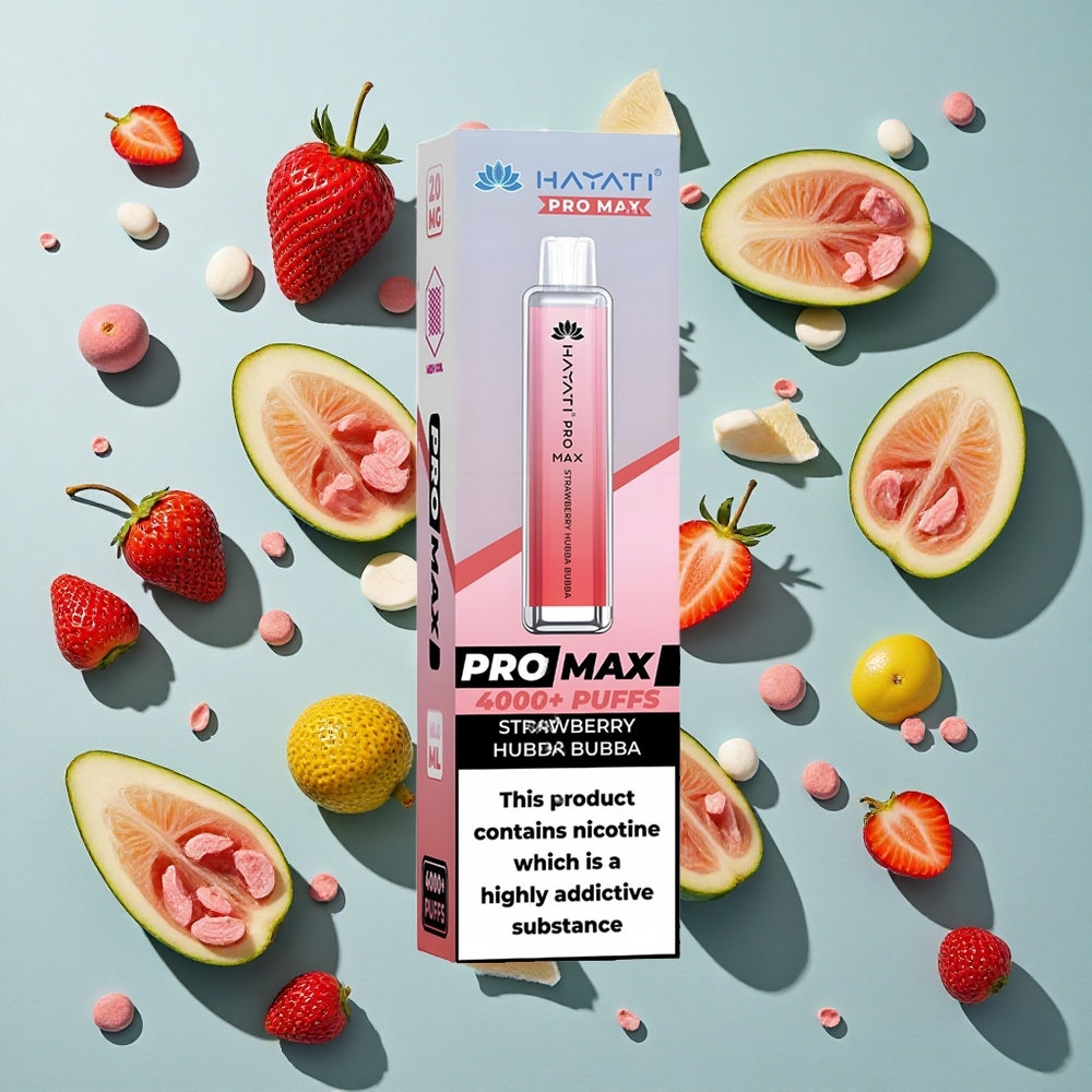 Strawberry Hubba Bubba Hayati Pro Max 4000 Puffs 2% 5% Nikotinstyrke TPD-overensstemmende