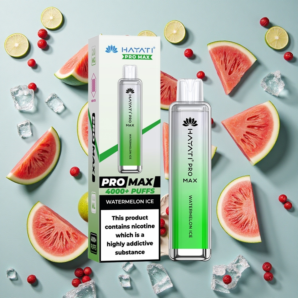 Vandmelon Is Hayati Pro Max 4000 Puffs Genopladelig E-Cigaret med 1400mAh batteri