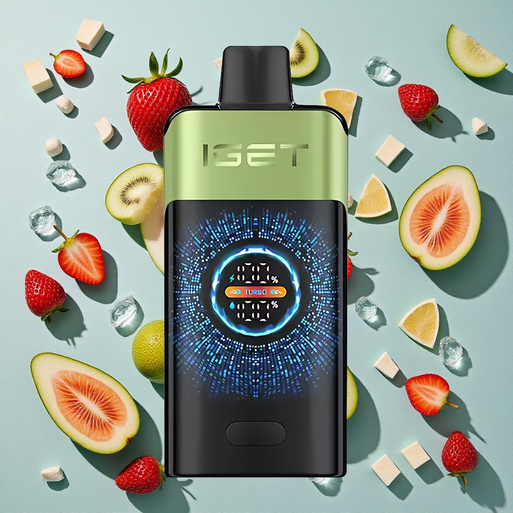Jordbær-Kiwi Is IGET ONE 12000 Puffs 2700 mAh Batterikapacitet