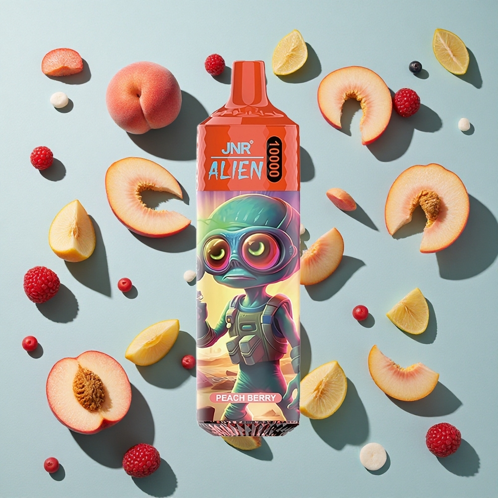 Peach Berry JNR Alien 10000 Puffs 20ml E-liquid Hurtigopladning Type-C