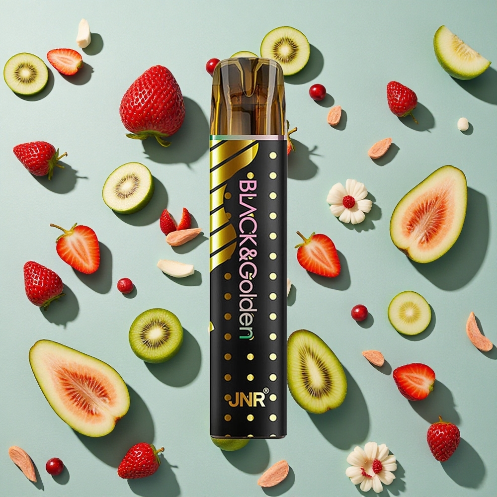 Jordbær Kiwi JNR Black&Golden 800 Puffs 2ml E-Liquid Kapacitet