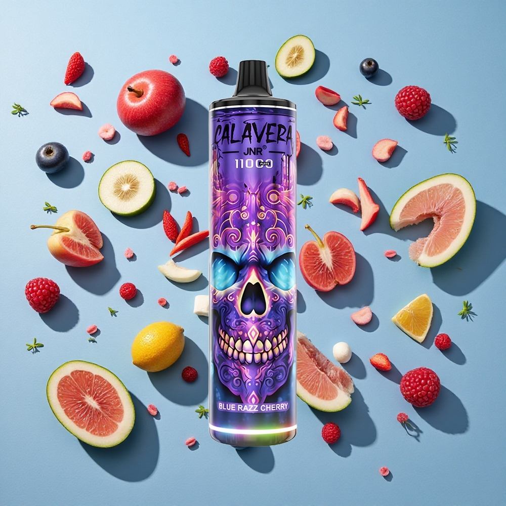 Blå Razz Kirsebær JNR Calavera 11000 Puffs 21ml E-Væske Kapacitet