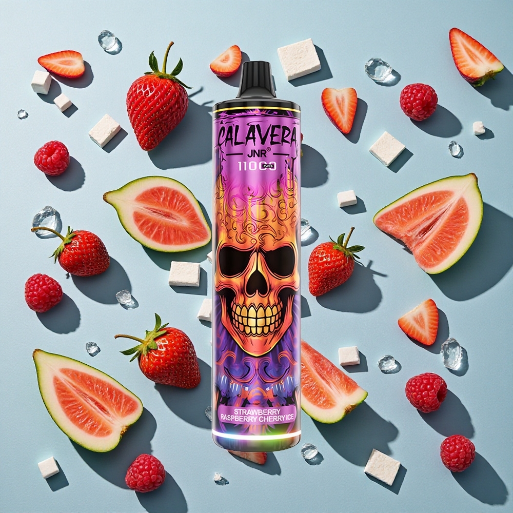 Jordbær Hindbær Kirsebær Is JNR Calavera 11000 Puffs Engangs Vape 21ml E-Væske Kapacitet