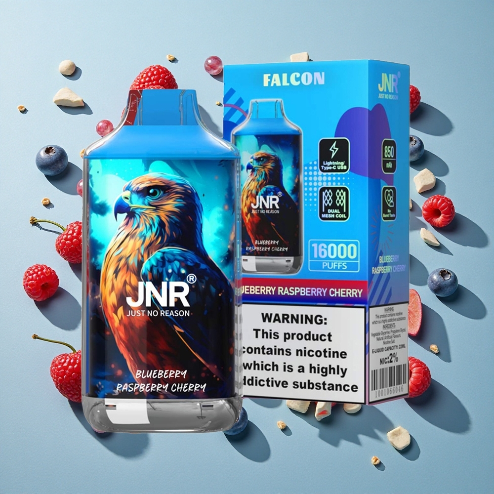Blåbær Hindbær Kirsebær JNR Falcon 16000 Puffs 22ml