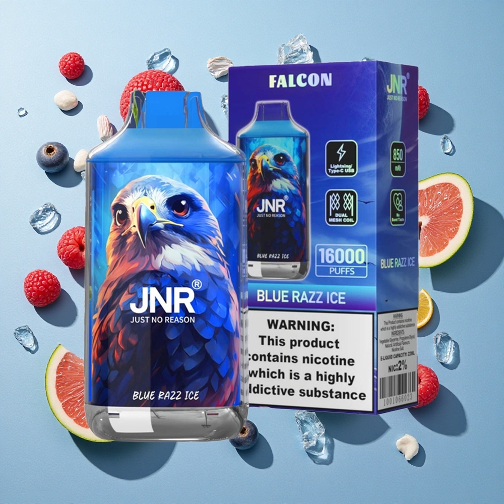 Blue Razz Ice JNR Falcon 16000 Puffs 22ml E-væske Dual Mesh Coil