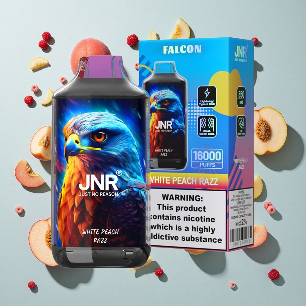 Hvid fersken razz JNR Falcon 16000 Puffs 22ml