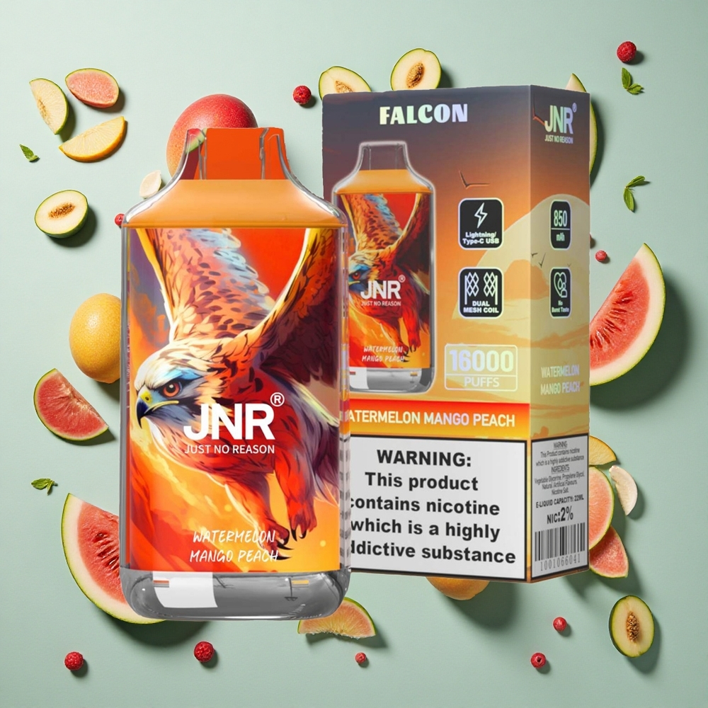 Vandmelon Mango Fersken JNR Falcon 16000 Puffs 22ml E-væske Dual Mesh Coil