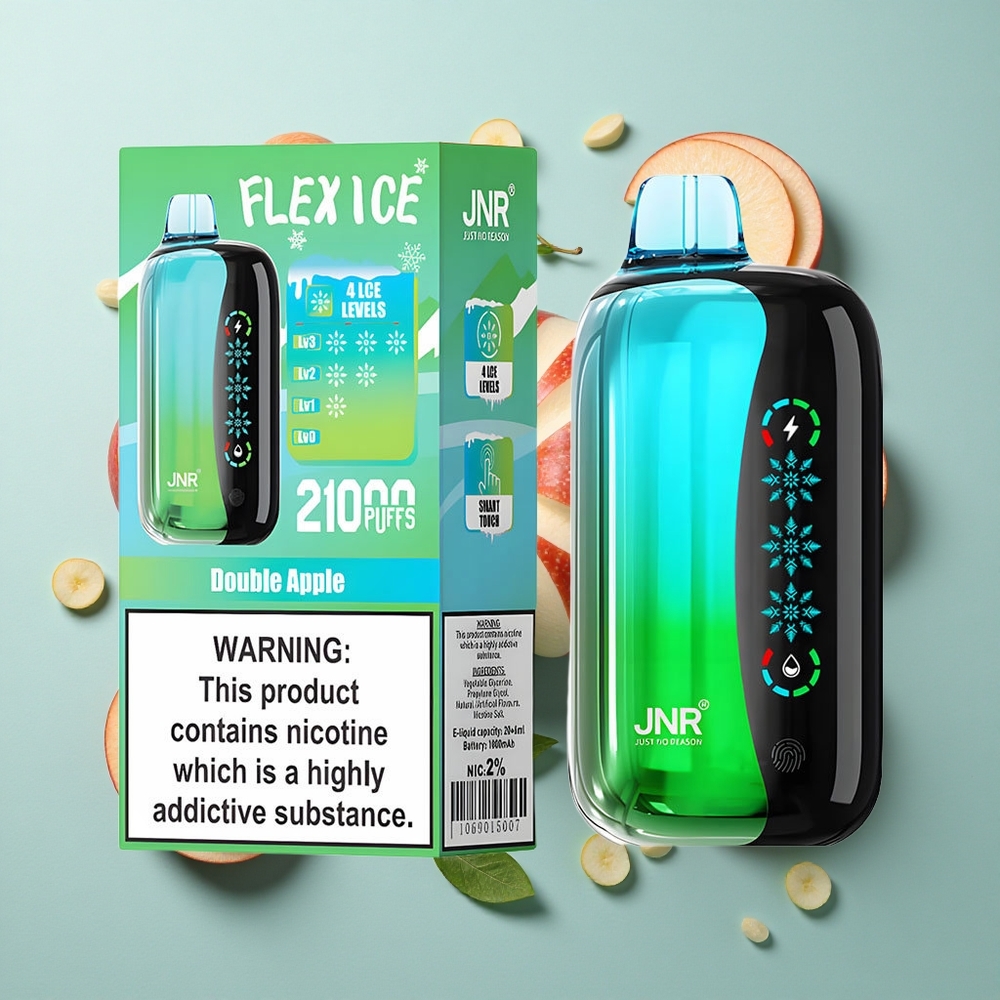 Dobbelt Æble JNR Flex Ice 21000 Puffs Ombærbar Vape Nicotine Indhold 0% 2% 3% 5% Nikotin