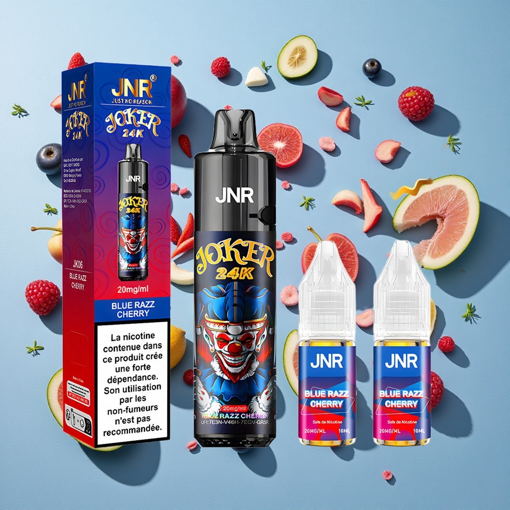 Blå Hindbær-Kirsebær JNR Joker 24000 Puffs 2% nikotinindhold