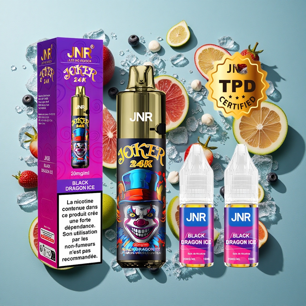 Sort Drage Is JNR Joker 24000 Puffs 2% nikotinindhold