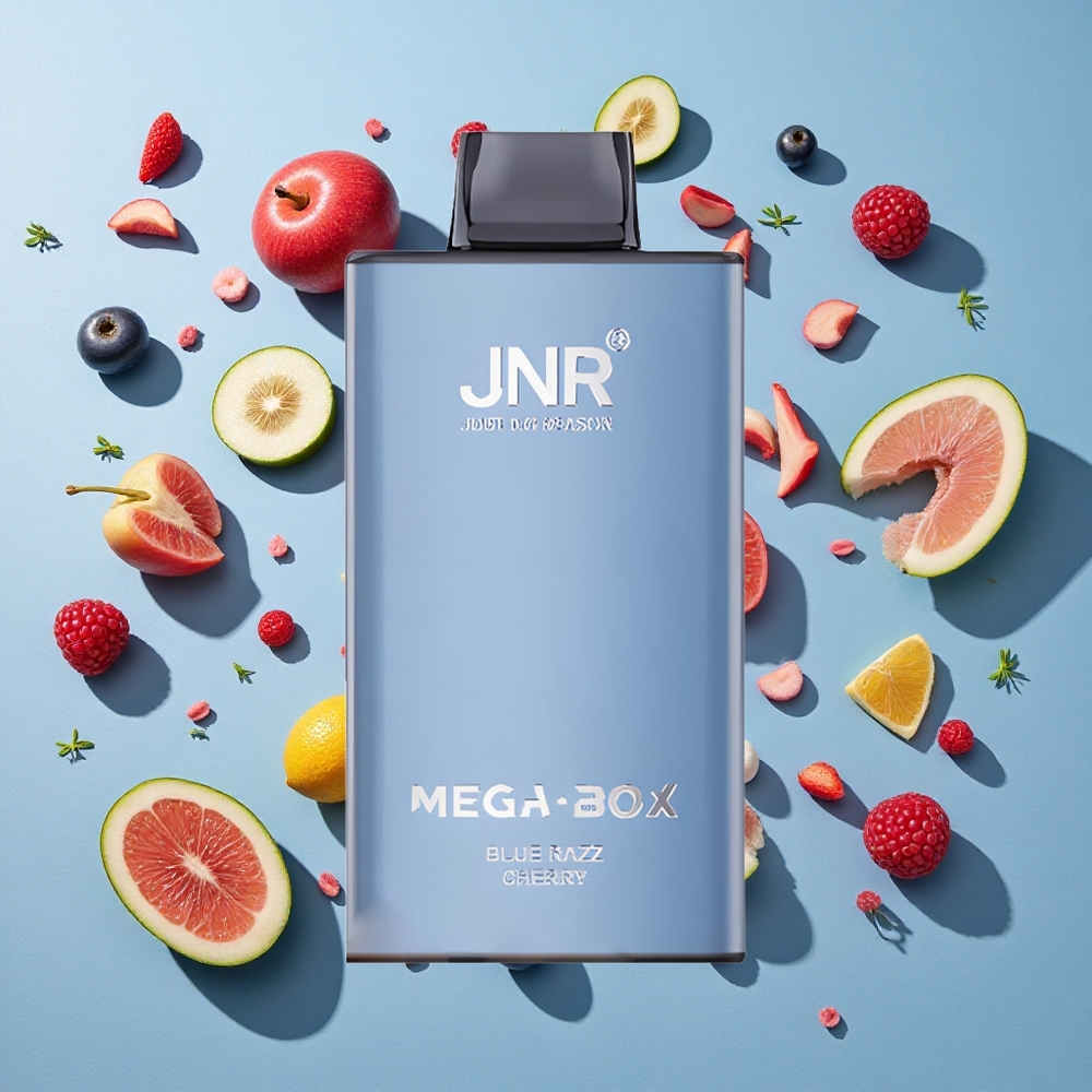 Blå Hindbær-Kirsebær JNR Mega Box 25000 Puffs 30ml E-væske Kapacitet
