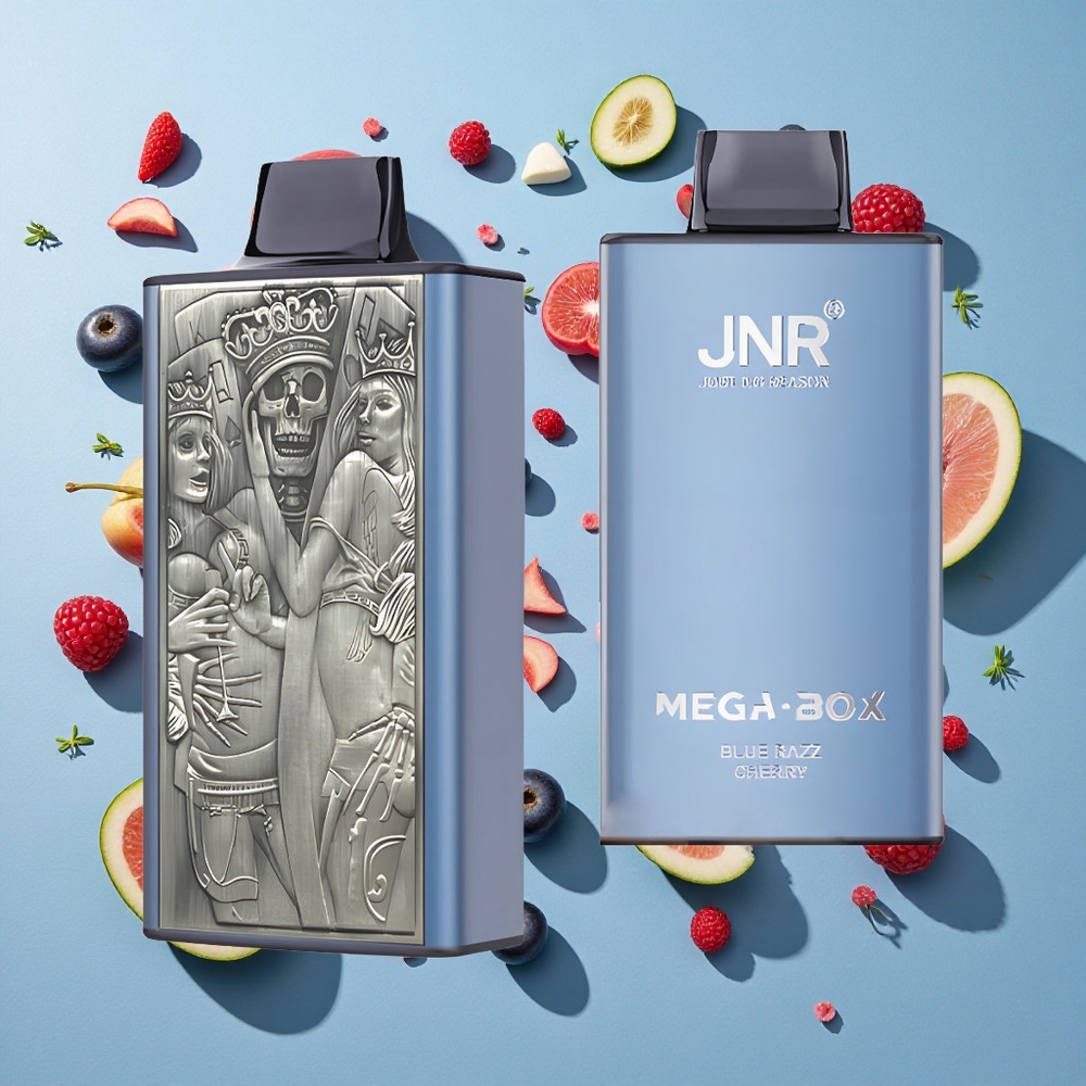 Blå Hindbær-Kirsebær JNR Mega Box 25000 Puffs 30ml E-væske Kapacitet