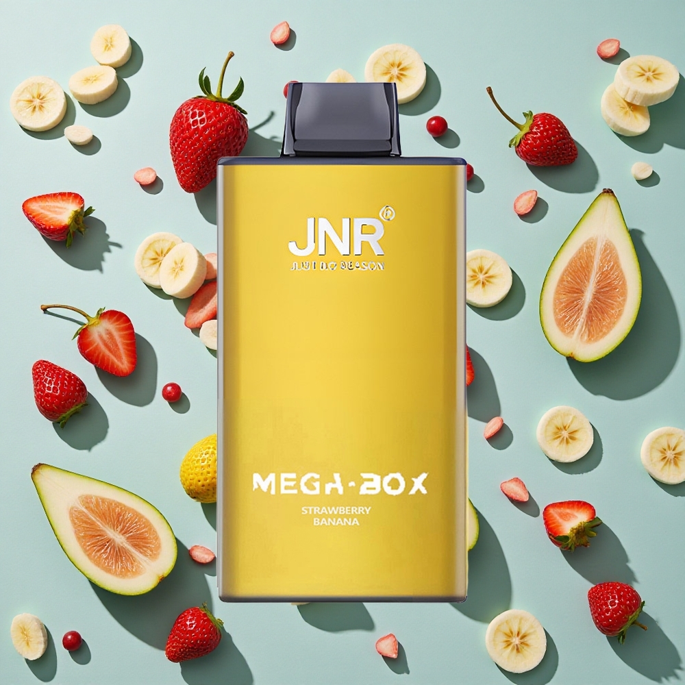 Jordbær Banan JNR Mega Box 25000 Puffs 30ml E-væske Kapacitet
