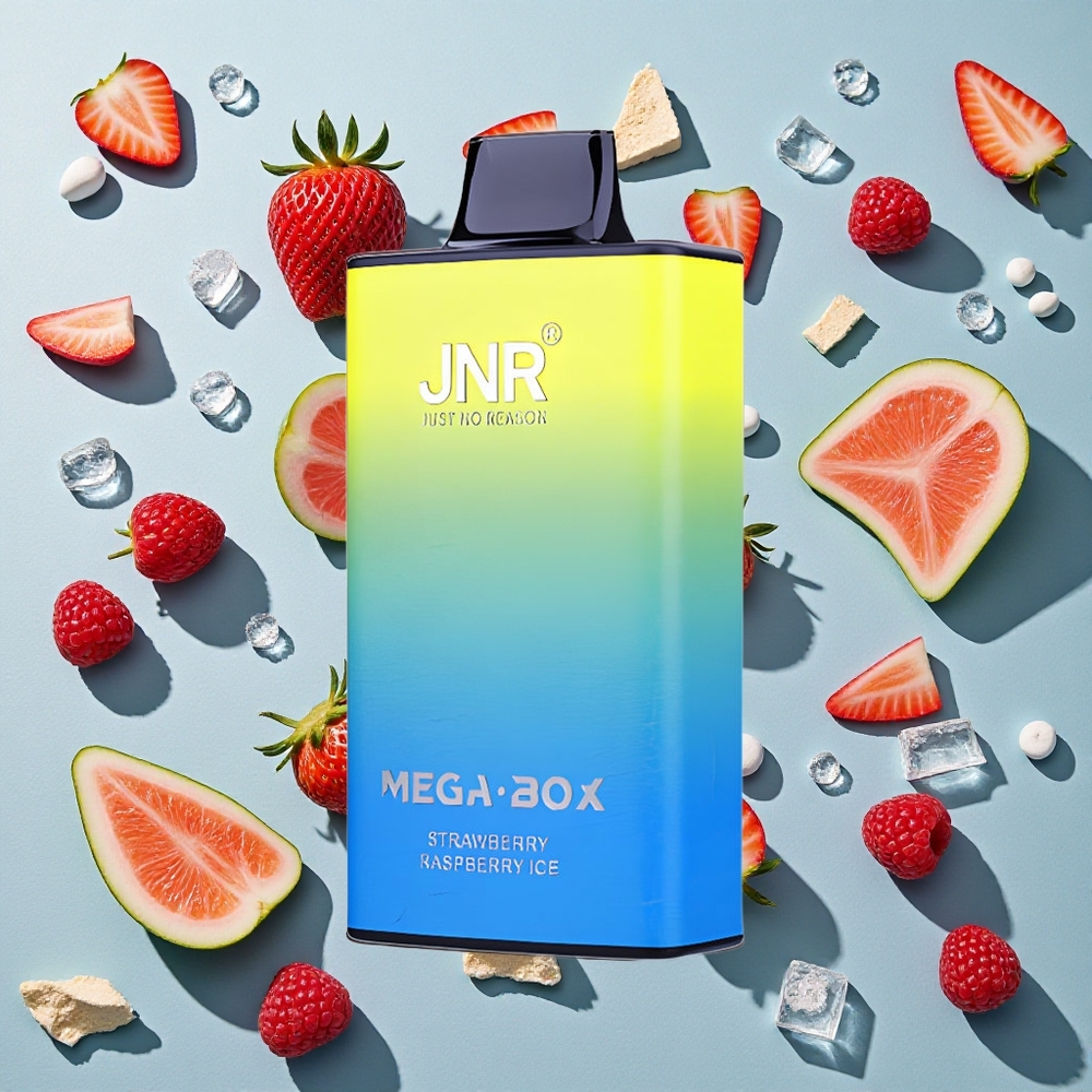 Jordbær Hindbær Is JNR Mega Box 25000 Puffs 30ml E-væske Kapacitet