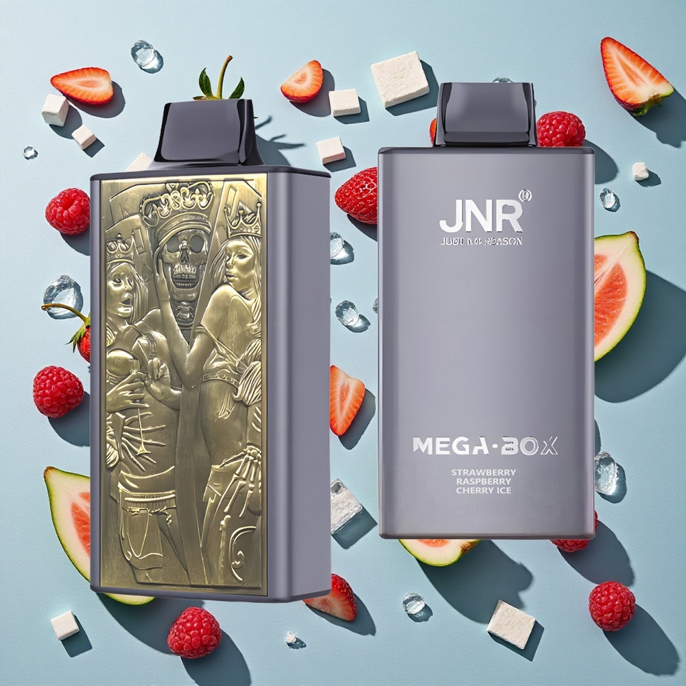 Jordbær Hindbær Kirsebær Is JNR Mega Box 25000 Puffs 30ml E-væske Kapacitet