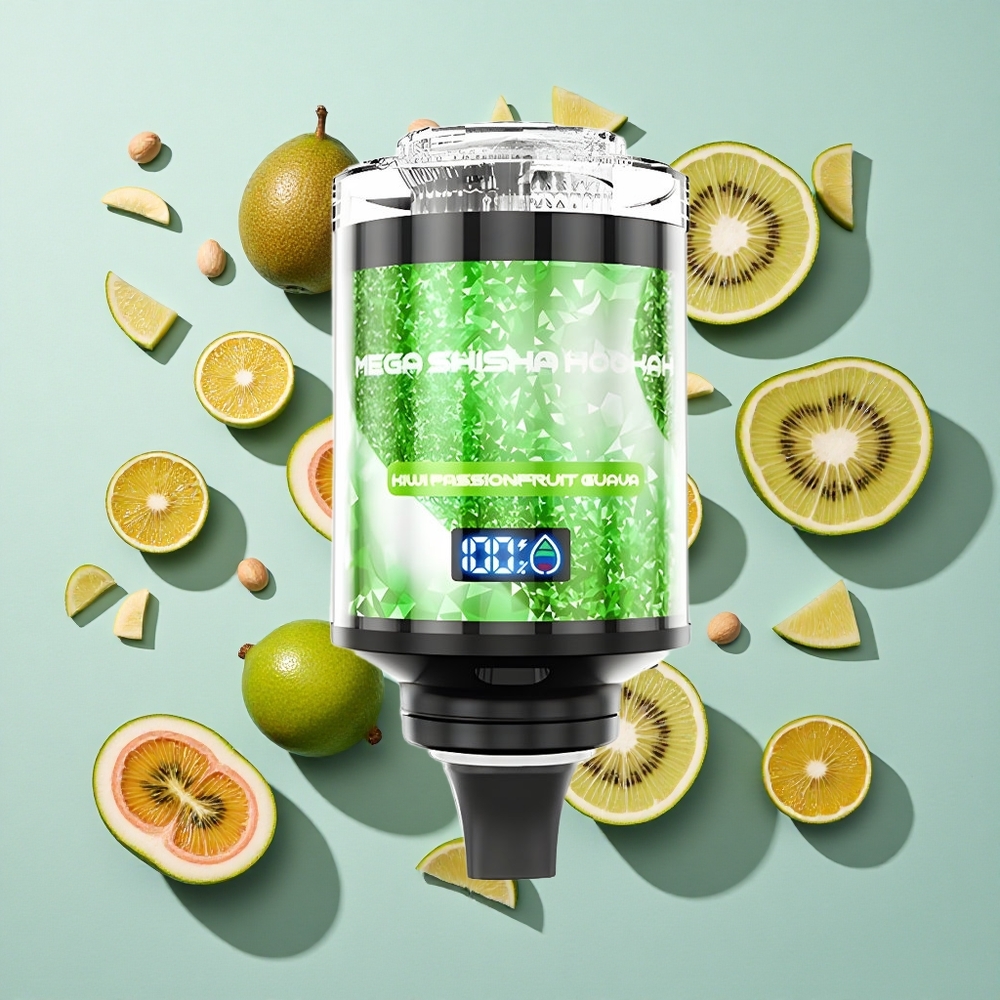 Kiwi Passionfrugt Guava JNR Mega Shisha Hookah 100K Puffs Typ-C hurtigopladning