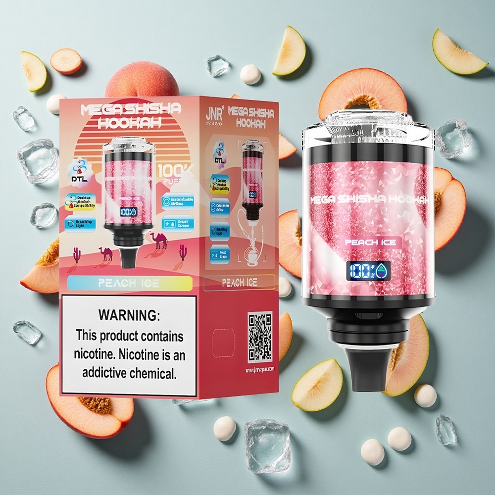 Peach Ice JNR Mega Shisha 100K Puffs Type-C hurtigopladning