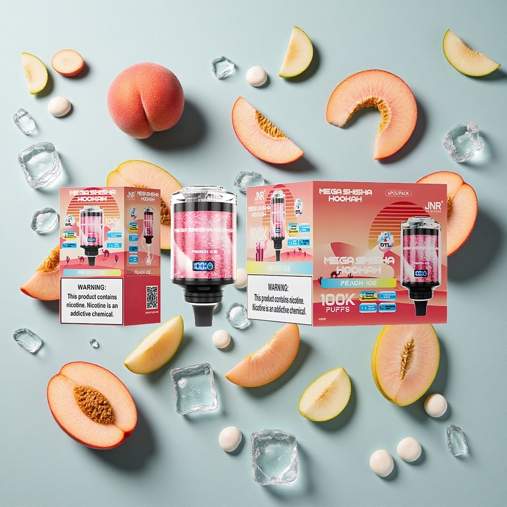 Peach Ice JNR Mega Shisha 100K Puffs Type-C hurtigopladning
