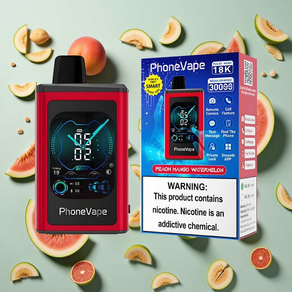Fersken Mango Vandmelon JNR PhoneVape 30000 puffes 850mAh Type-C Genopladelig