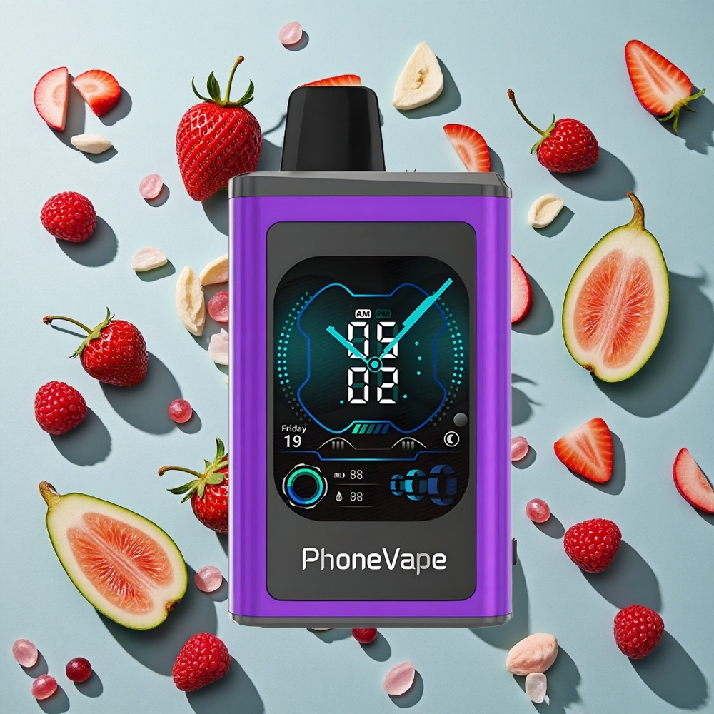 Kirsebær Jordbær Hindbær JNR PhoneVape 30000 puff Engangs vape med 850mAh Type-C Genopladelig Batteri