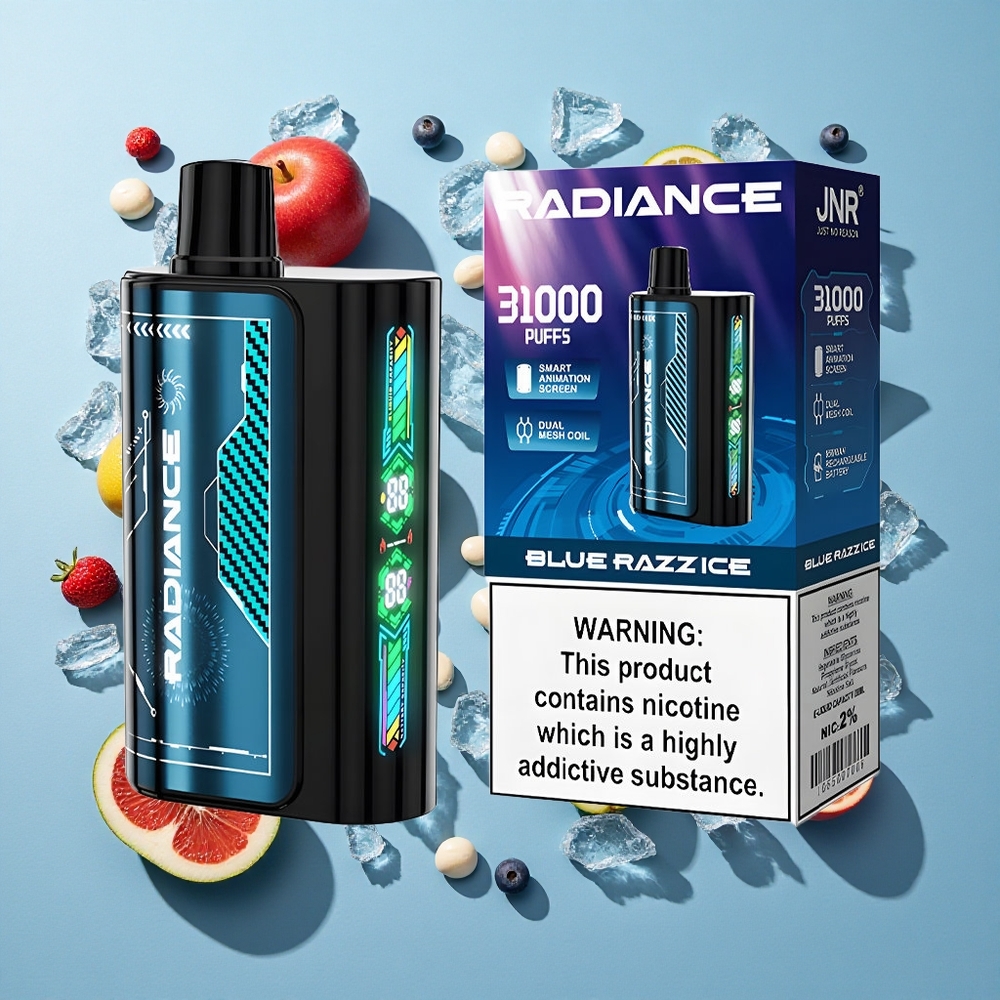 Blå Razz Is JNR Radiance 31000 Puffs Genopladelig Vape 2% Nikotin