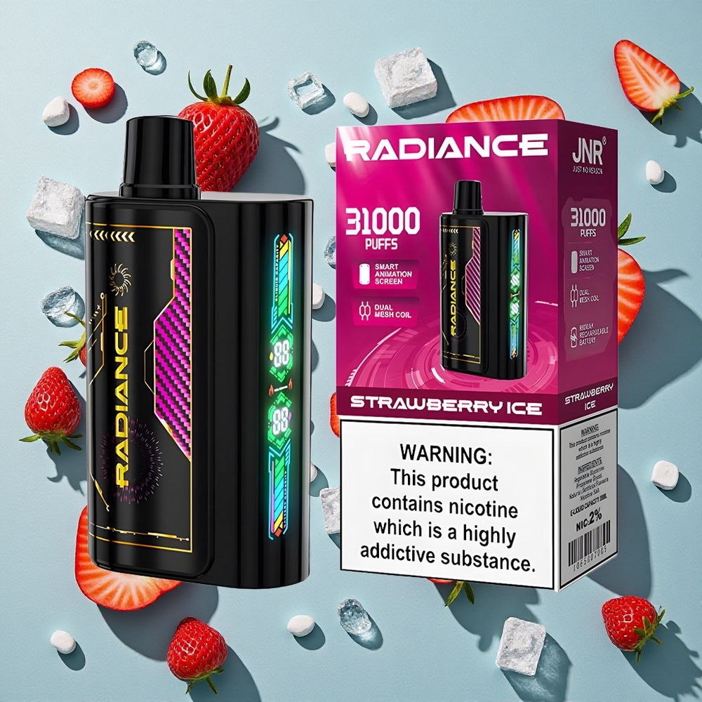 Jordbær Is JNR Radiance 31000 Puffs Opladningsbar E-cigaret 950 mAh