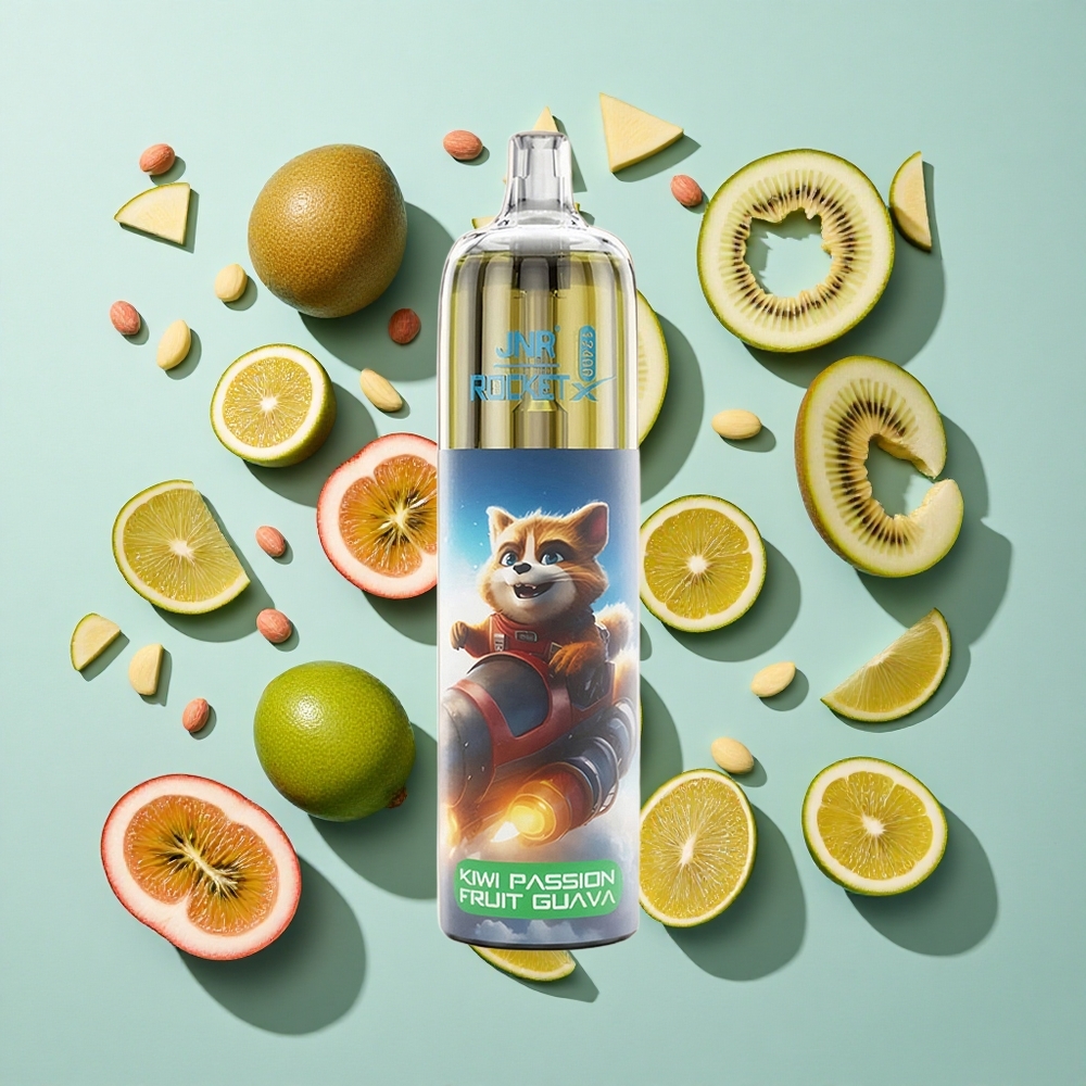 Kiwi Passion Fruit Guava JNR Rocket-X 12400 Puffs Ombærbar Vape med 25ml e-Væske Kapacitet