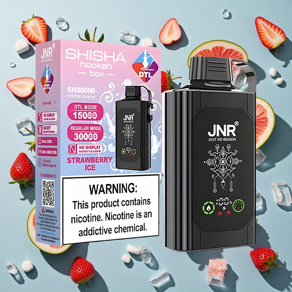 Jordbær Is JNR Shisha Hookah Box 20500 Puffs 25ml E-væske Dual Mesh Coil