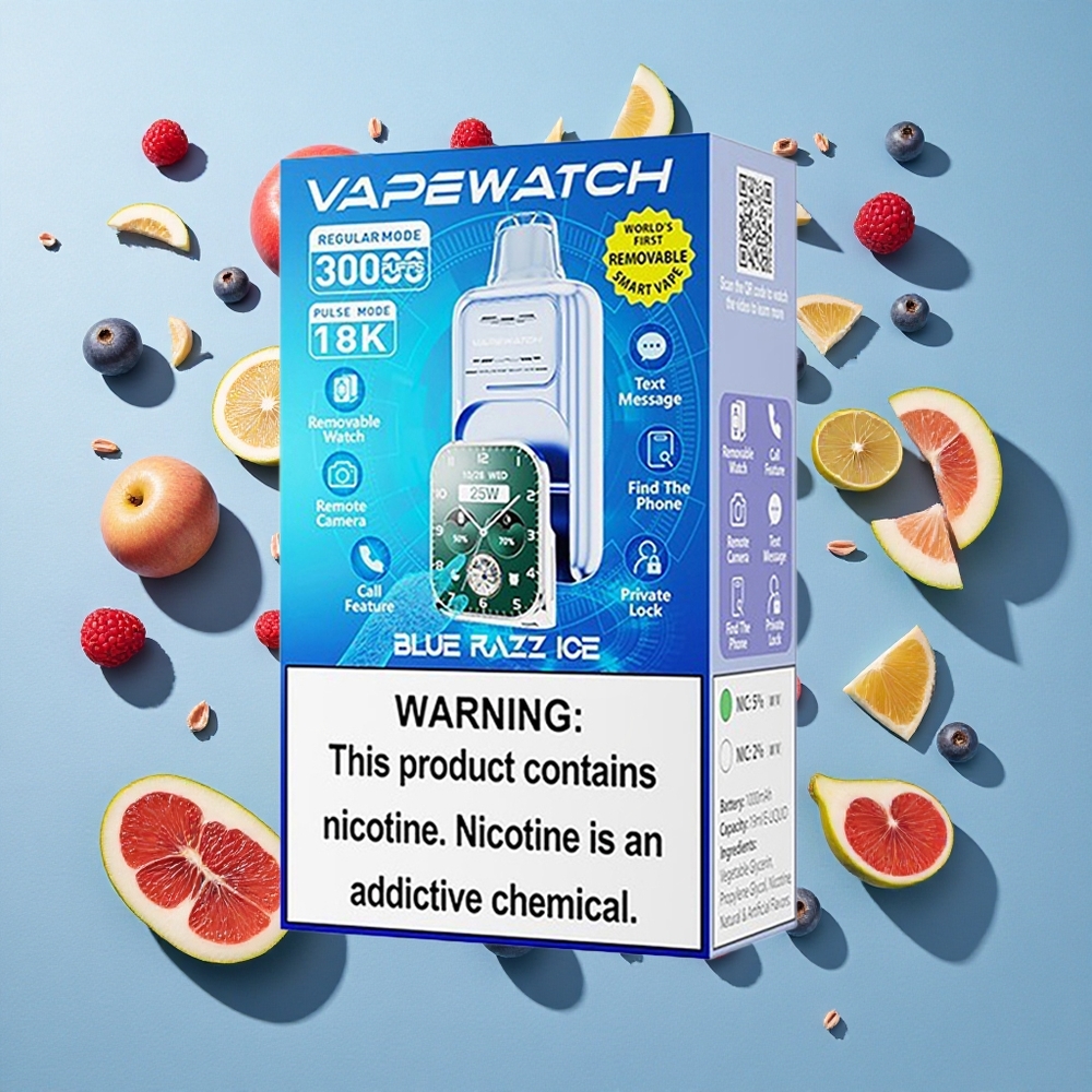 Blå Razz Is JNR Vape Watch 30.000 puff 19mL