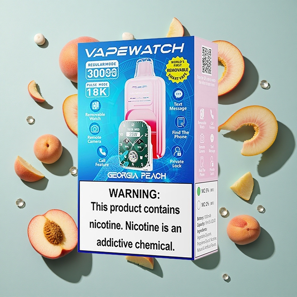 Georgia Peach JNR Vape Watch 30.000 puff engangs vape med 19mL e-væske