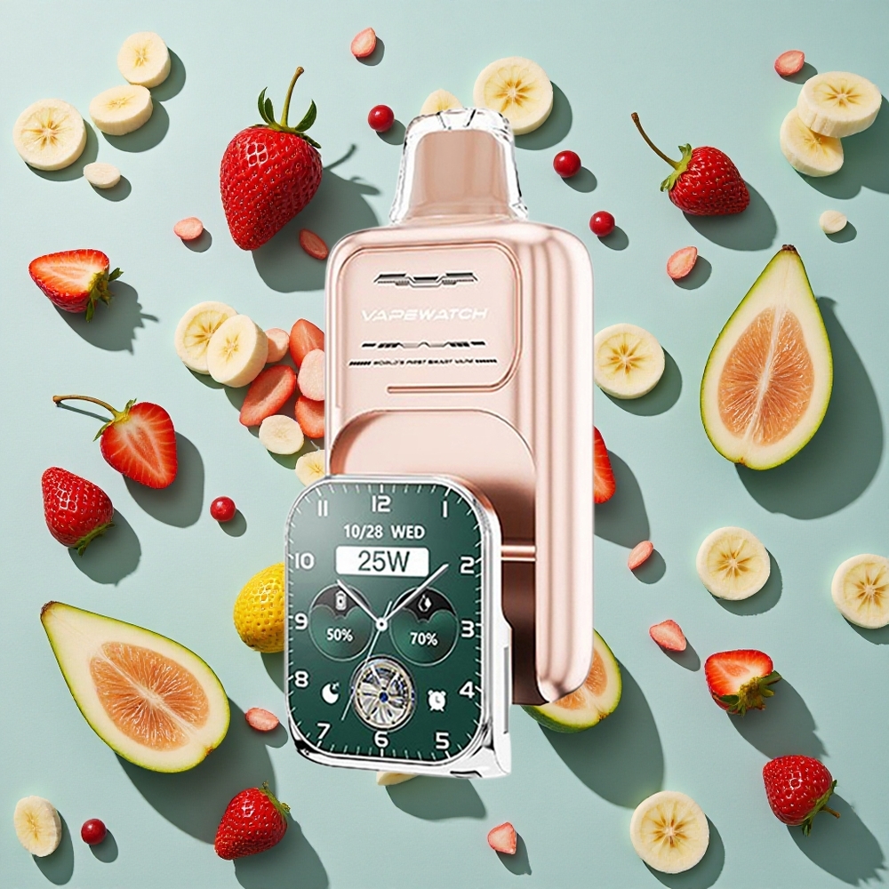 Jordbær Banan JNR Vape Watch 30.000 puff med Type-C Hurtigopladning