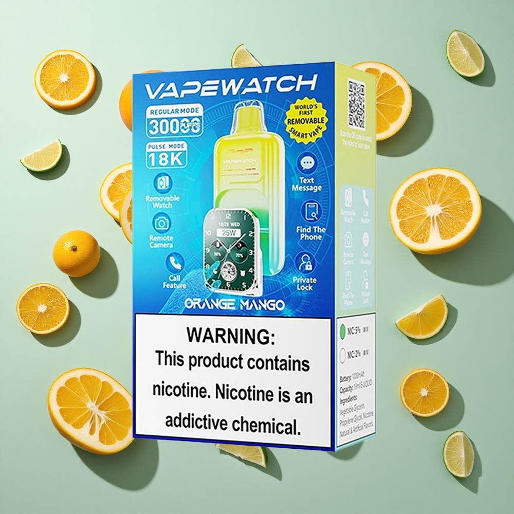 Orange Mango JNR Vape Watch 30.000 puff engangs vape med 19mL e-væske