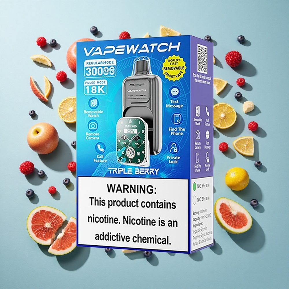 Triple Berry JNR Vape Watch 30.000 puff opladning Type-C Hurtigopladning