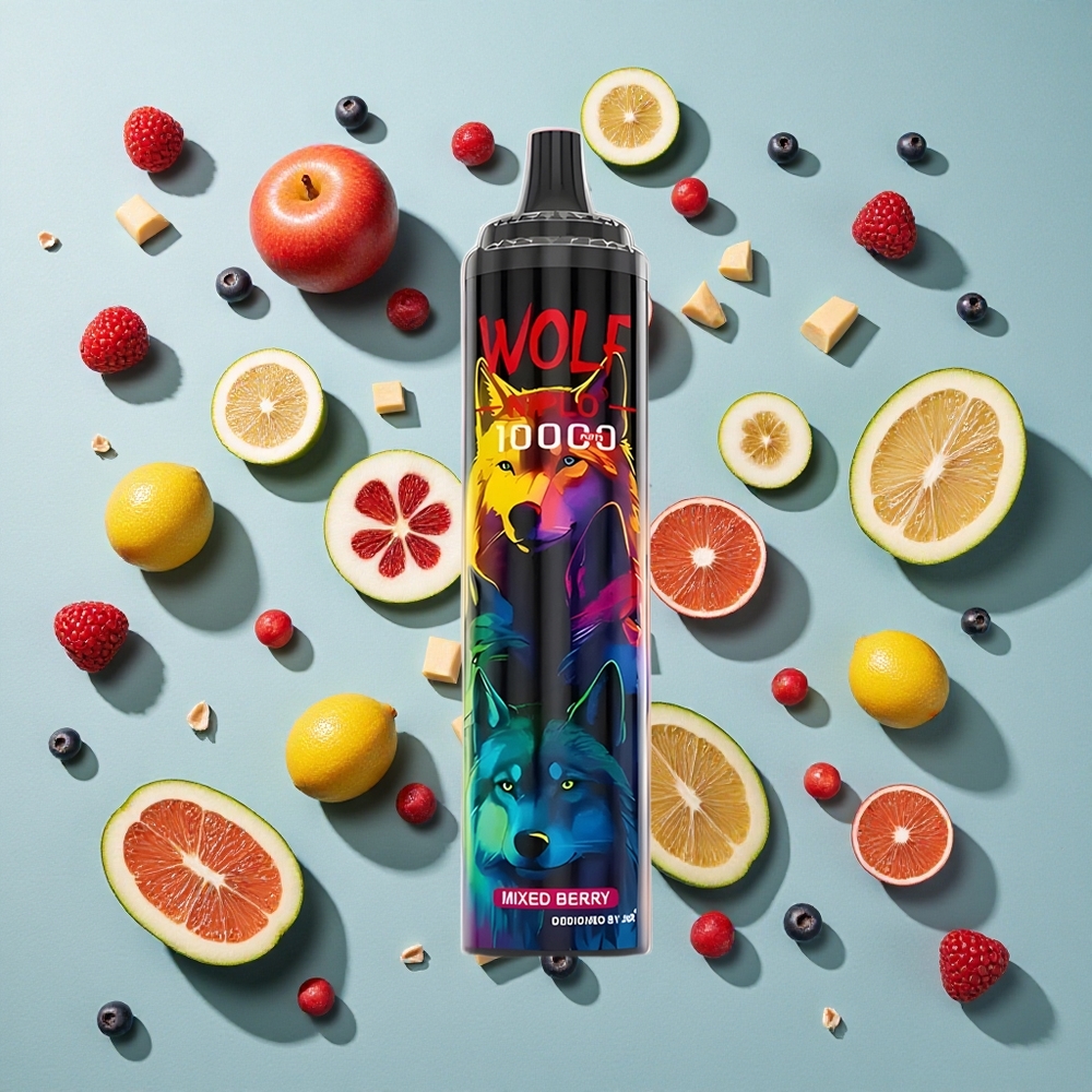 Blandet Bær JNR Wolf Niplo 10000 Puffs 20ml Type-C hurtigopladning