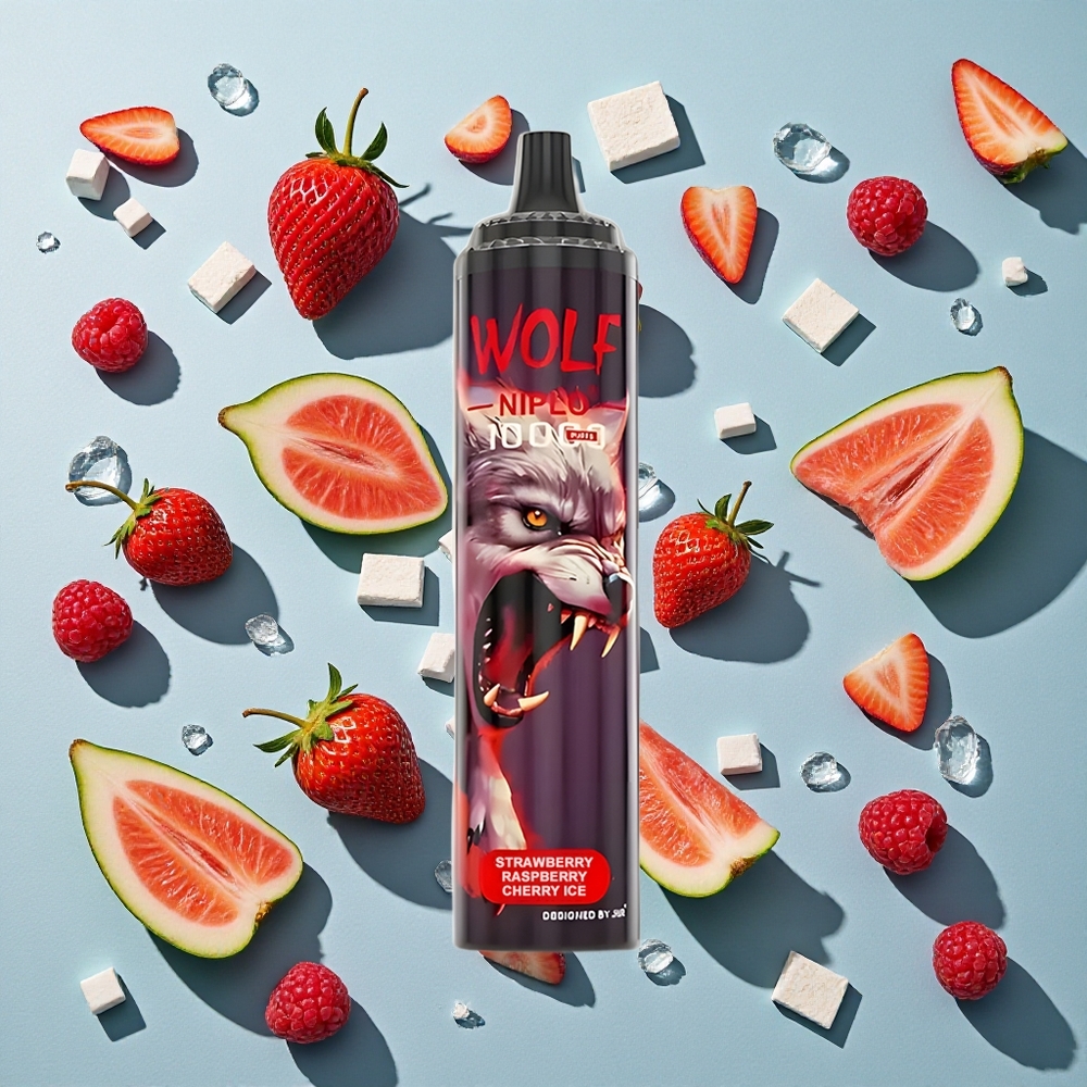 Jordbær Hindbær Kirsebær Is JNR Wolf Niplo 10000 Puffs 20ml