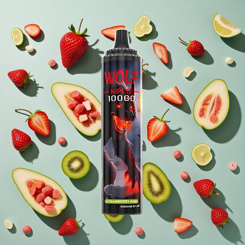 Jordbær Kiwi JNR Wolf Niplo 10000 Puffs 20ml E-væske
